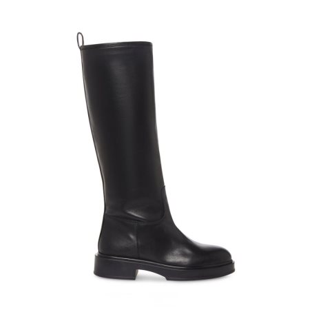 Black Steve Madden Claudia Leather Women's Knee-high Boots | PH 1029NOH